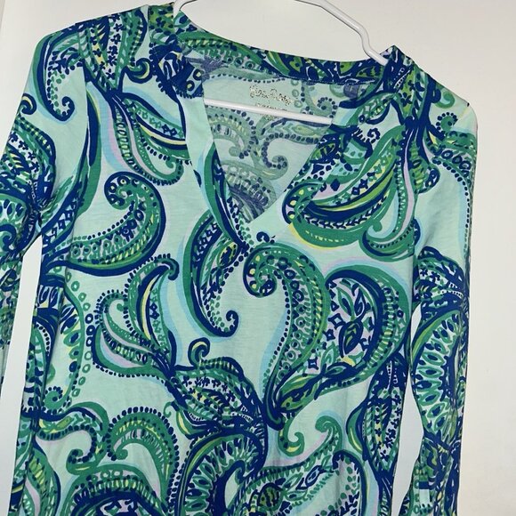 Lilly Pulitzer Rossmore T-Shirt Poolside Blue Keep It Current Dress Size XXS - Picture 3 of 8